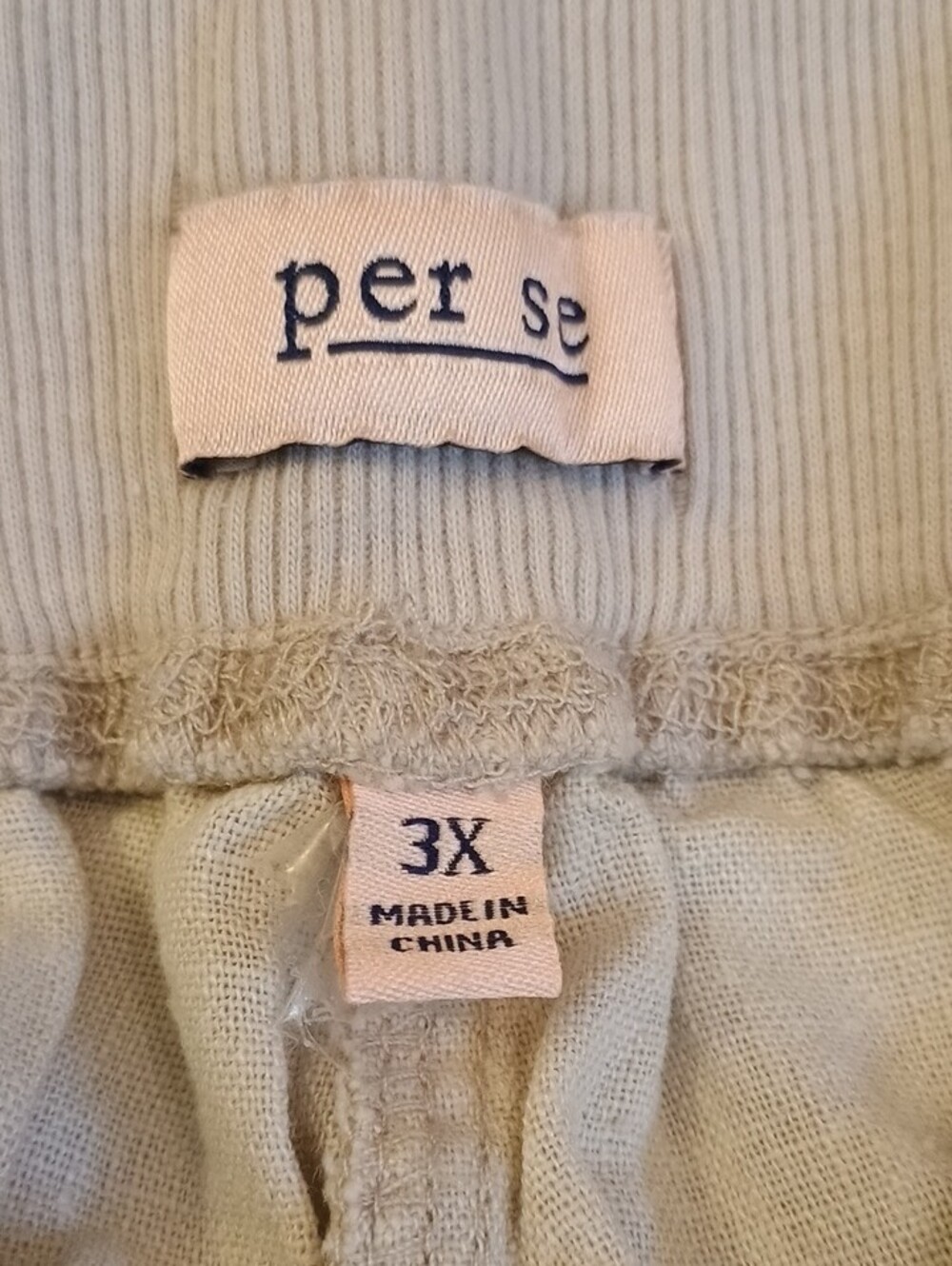 +SZ NWT Per Se SZ 3X Light Cream "Stone" Linen Blend Drawstring Shorts - Picture 5 of 8